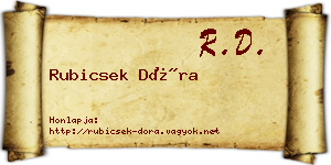 Rubicsek Dóra névjegykártya